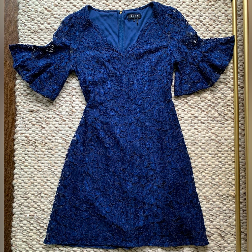 DKNY Blue Lace Cocktail Dress